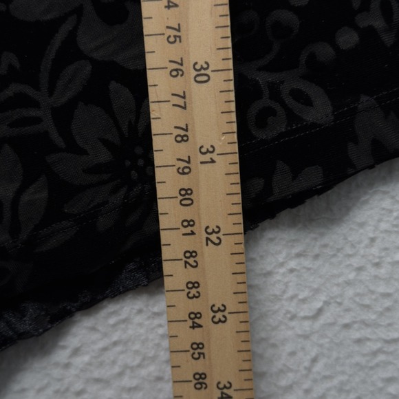 Saylor Romper Womens Large Black Velvet Burnout Floral Wrap V Neck Long Sleeve - Picture 6 of 8